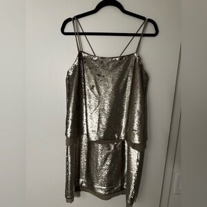 Banana Republic Grey Sequins Mini Dress with grey slip liner